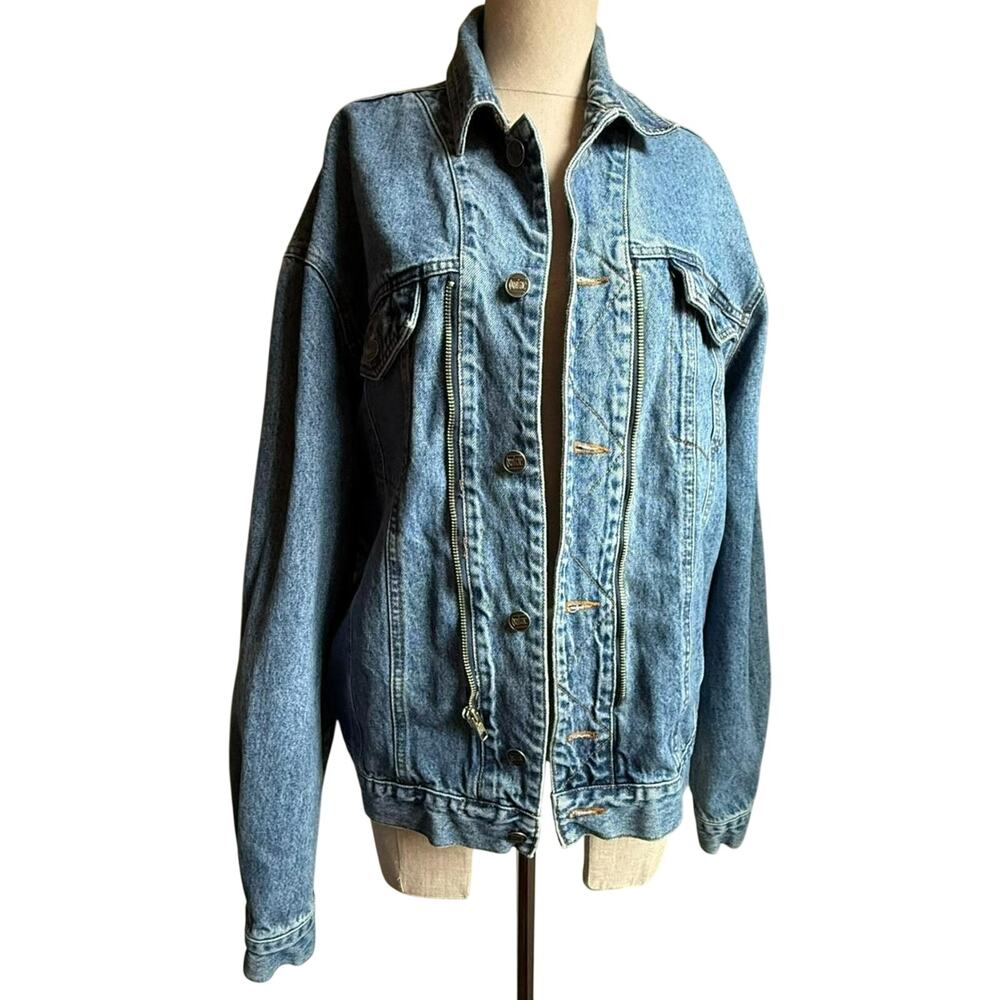 Corniche Vintage 90s Denim Jacket Grunge Mid-wash Blue Cotton